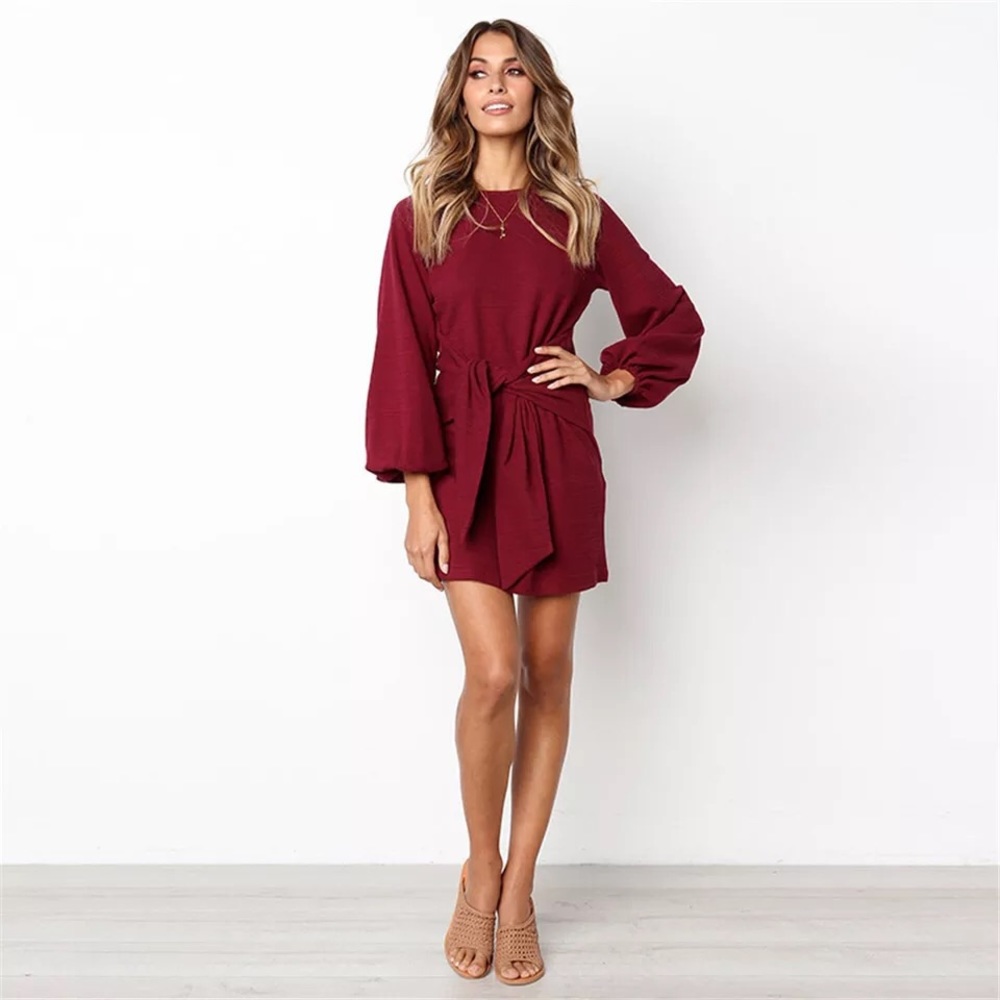 New W/ Tag “Sabrina” Puff Sleeve Burgundy Dress